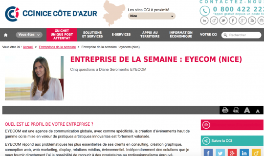 EYECOM, entreprise de la semaine - Interview CCI