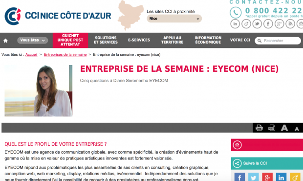 EYECOM, entreprise de la semaine – Interview CCI