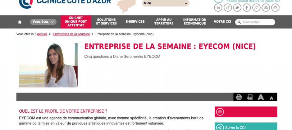 EYECOM, entreprise de la semaine – Interview CCI