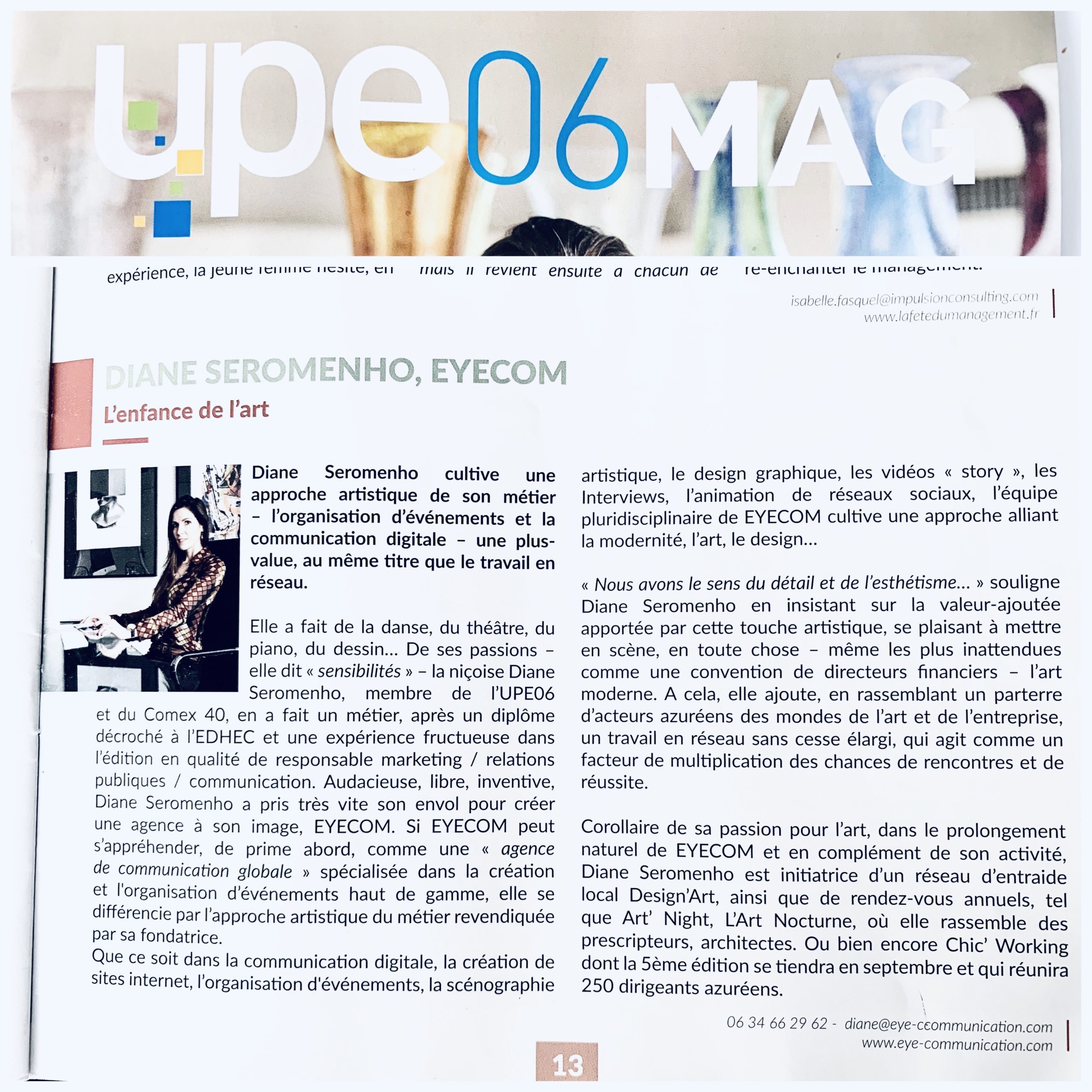 ARTICLE UPE06-DIANE SEROMENHO -EYECOM