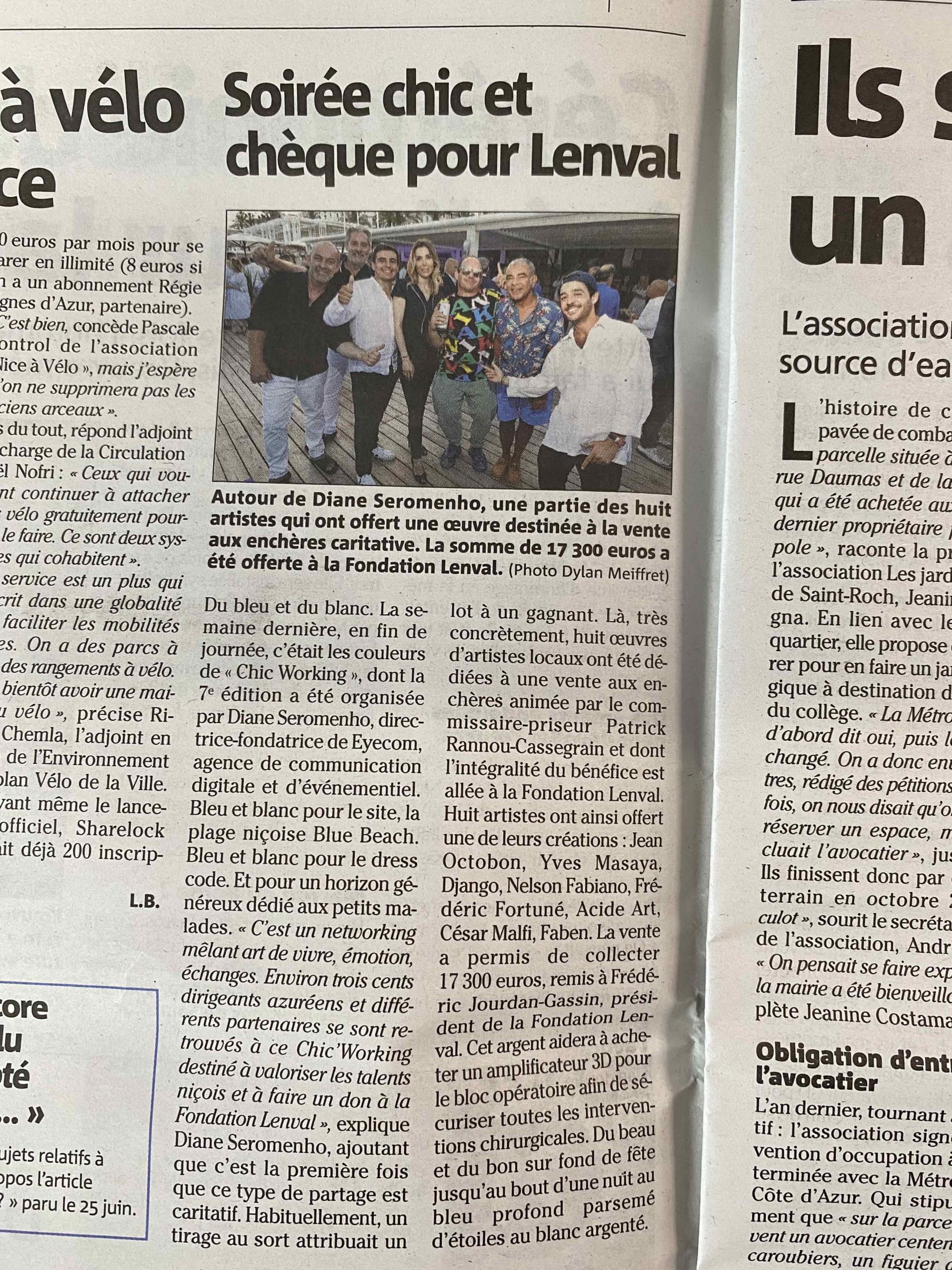 ARTICLE NICE MATIN – FONDATION LENVAL